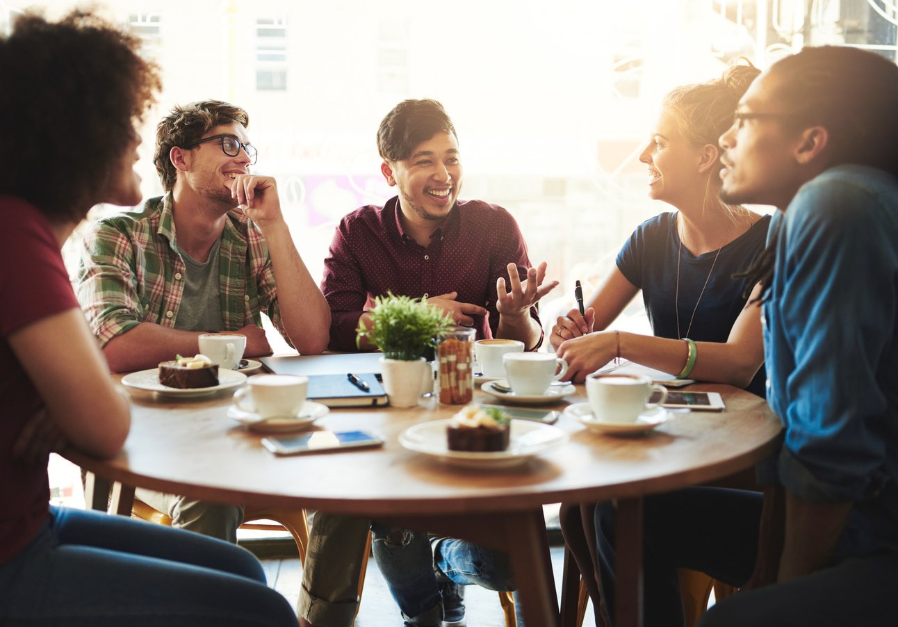 Enjoying coffee and good company